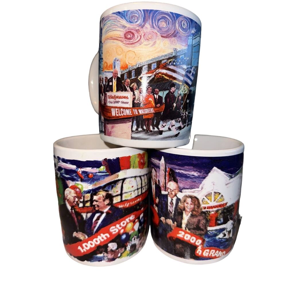 3 Walgreens‎ 1999 2000 1998 Grand Opening Coffee Mug Set Lot Cleveland Chicago